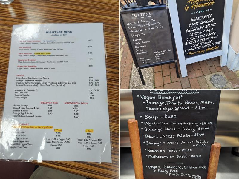 Suttons Coffee Shop Menu