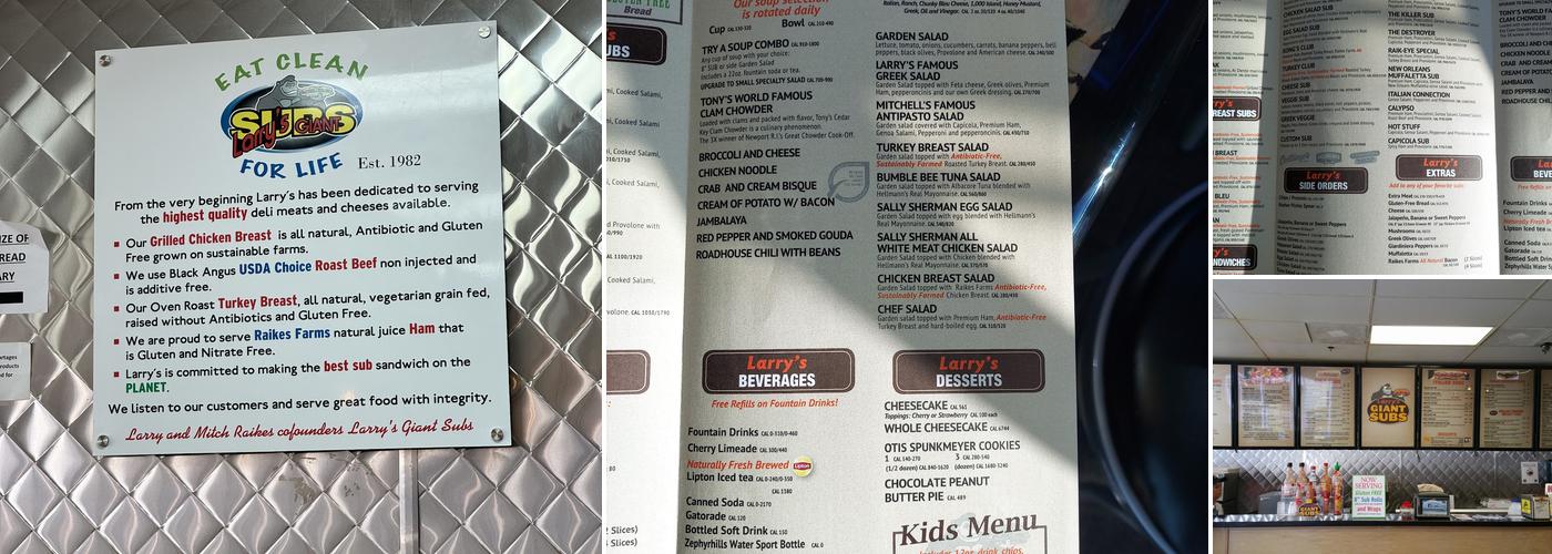Larry's Giant Subs Menu
