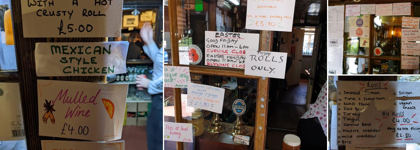 The Bell Inn, Aldworth Menu