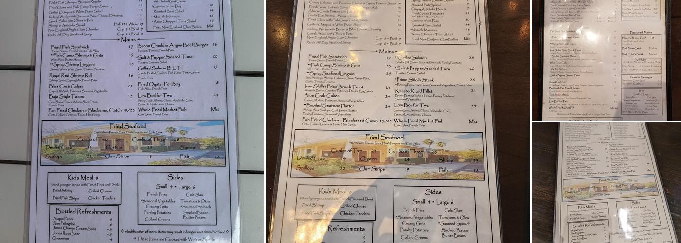 Palm Valley Fish Camp Menu