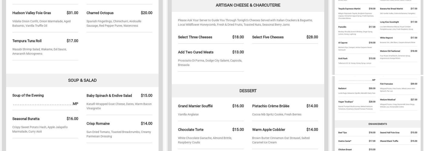 Restaurant Medure Menu