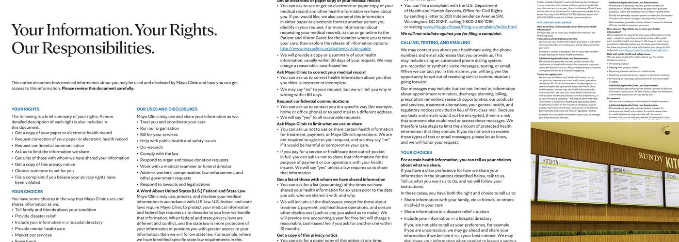 Mayo Clinic | Bundy Café & Atrium Menu