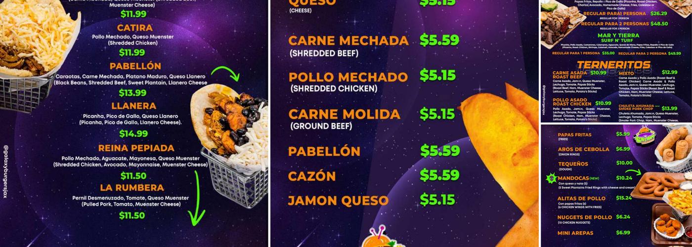 Galaxy Burgers Bar & Grill Menu