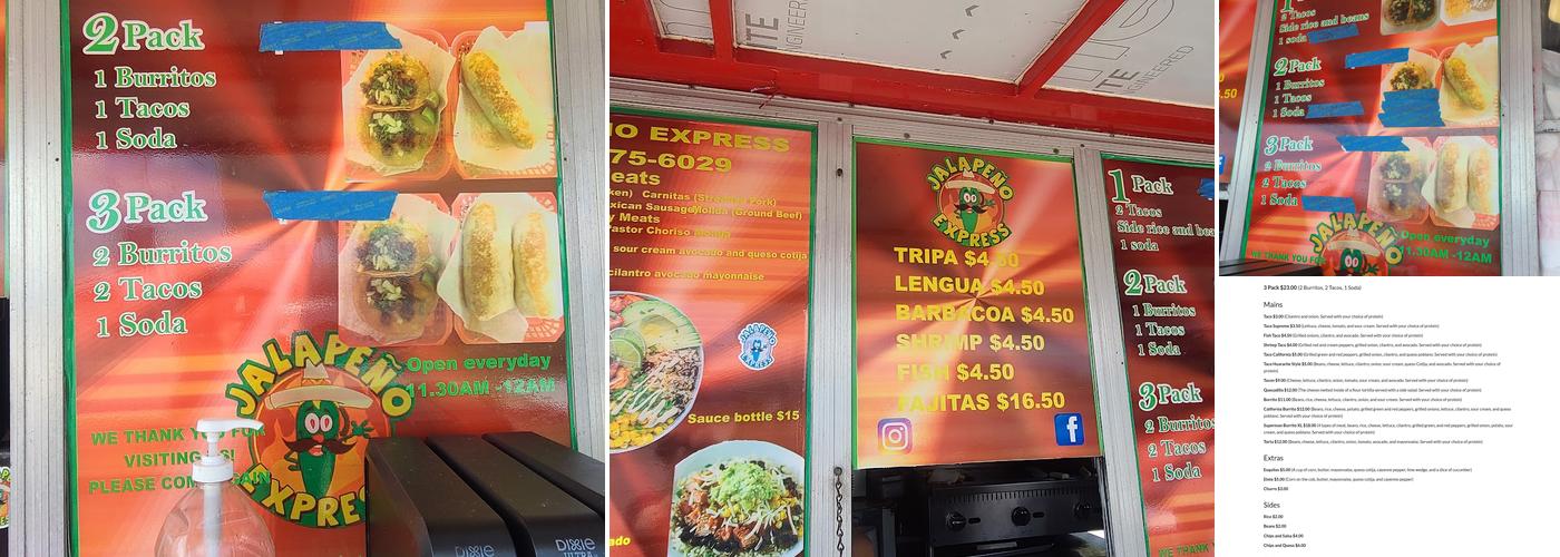 Jalapeno Express Menu
