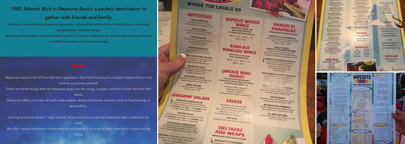 Wipeouts Grill Menu