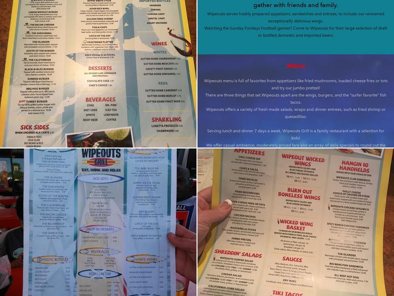Wipeouts Grill Menu