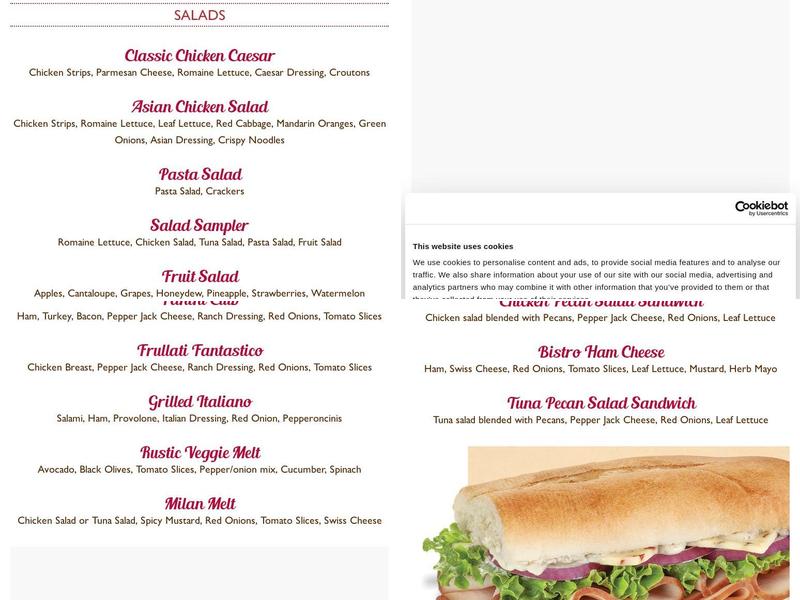 Frullati Menu