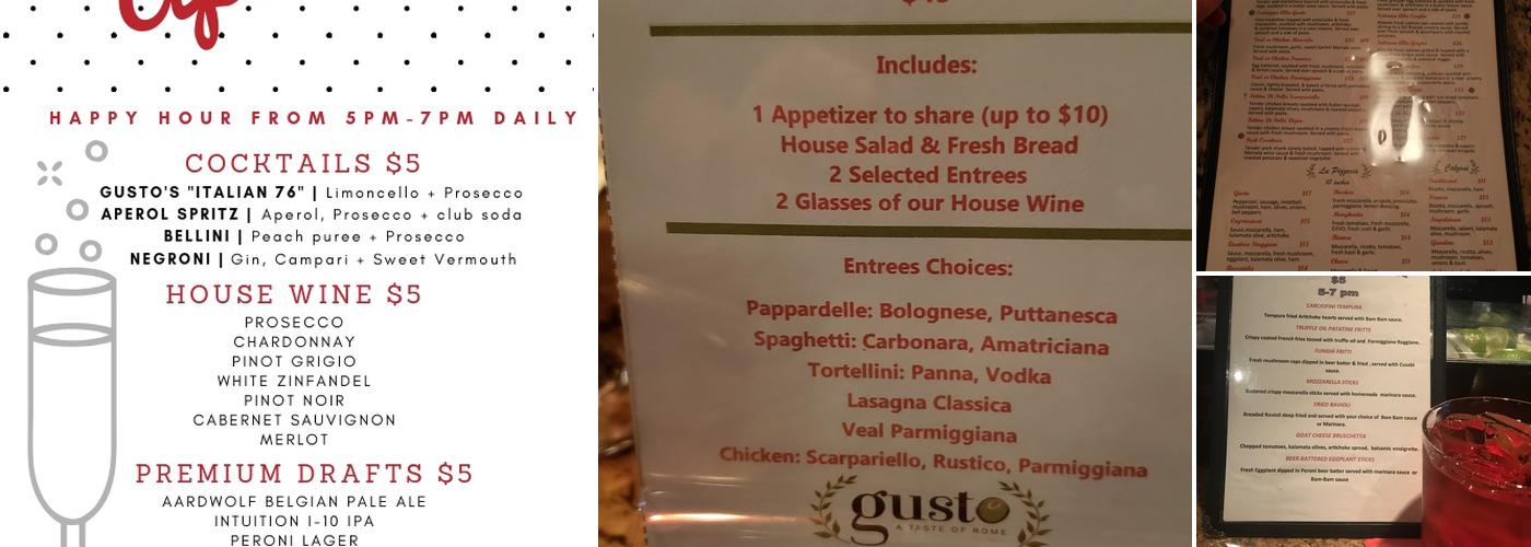 Gusto Bistro Menu