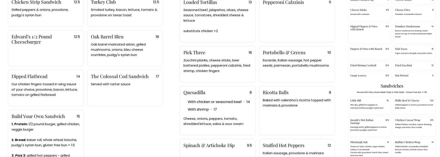 Edwards Restaurant Menu