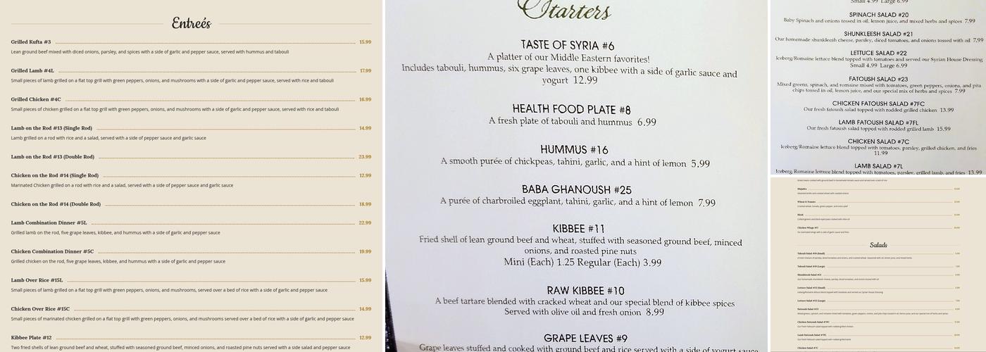 Mary's Restaurant & Bakery Menu