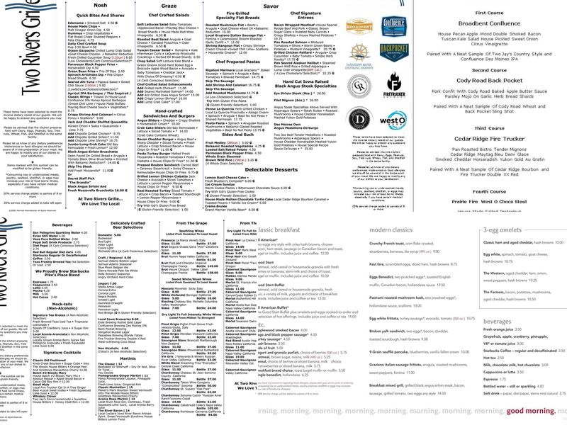 Two Rivers Grille Menu