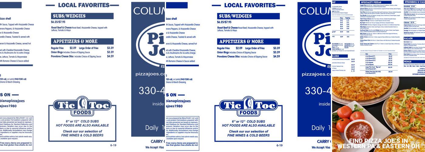 Pizza Joe's Menu
