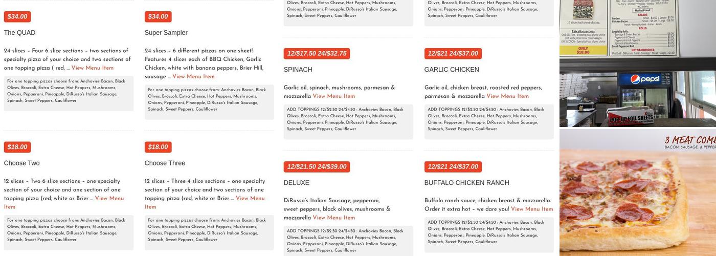 Westgate Pizza Company - Boardman Menu