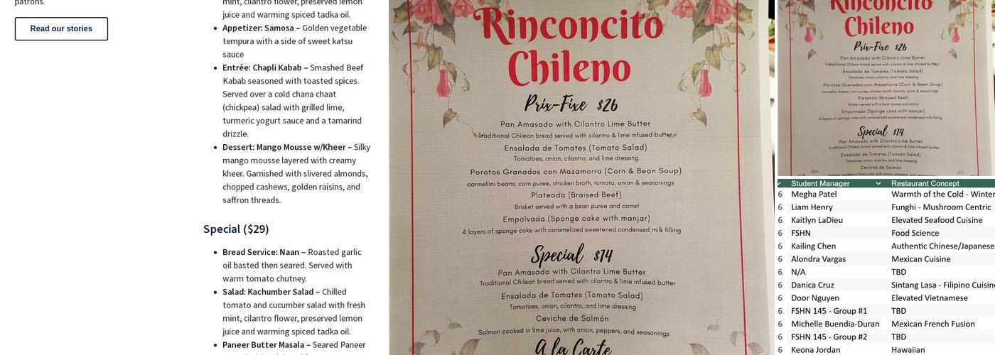 Spice Box Menu