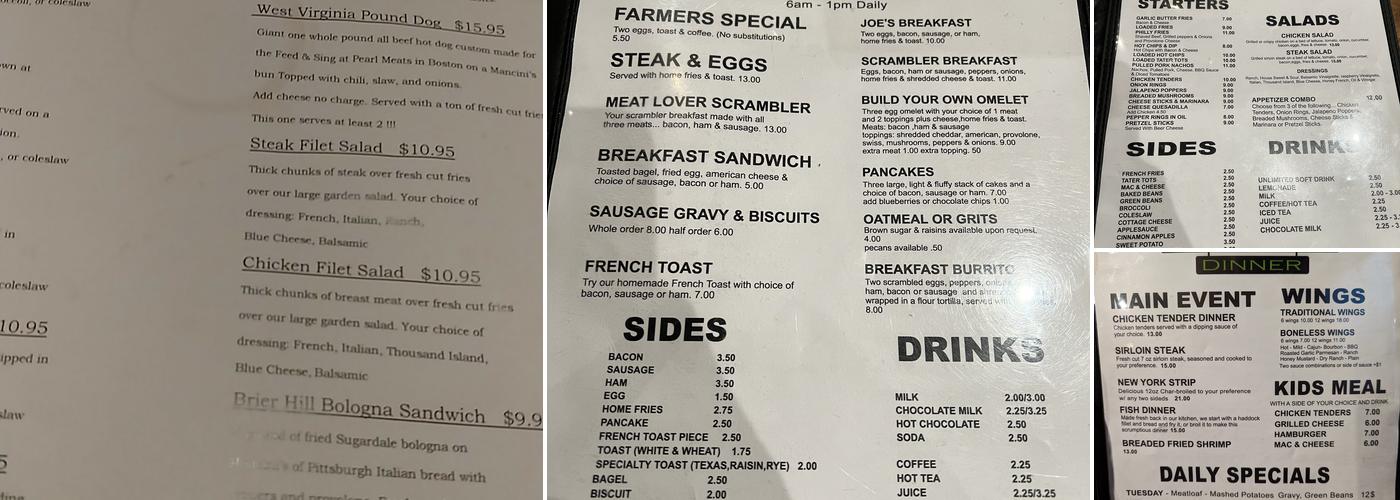 Feed & Sing Menu