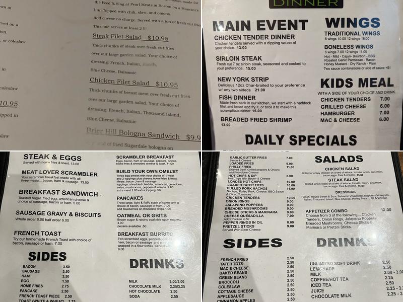Feed & Sing Menu