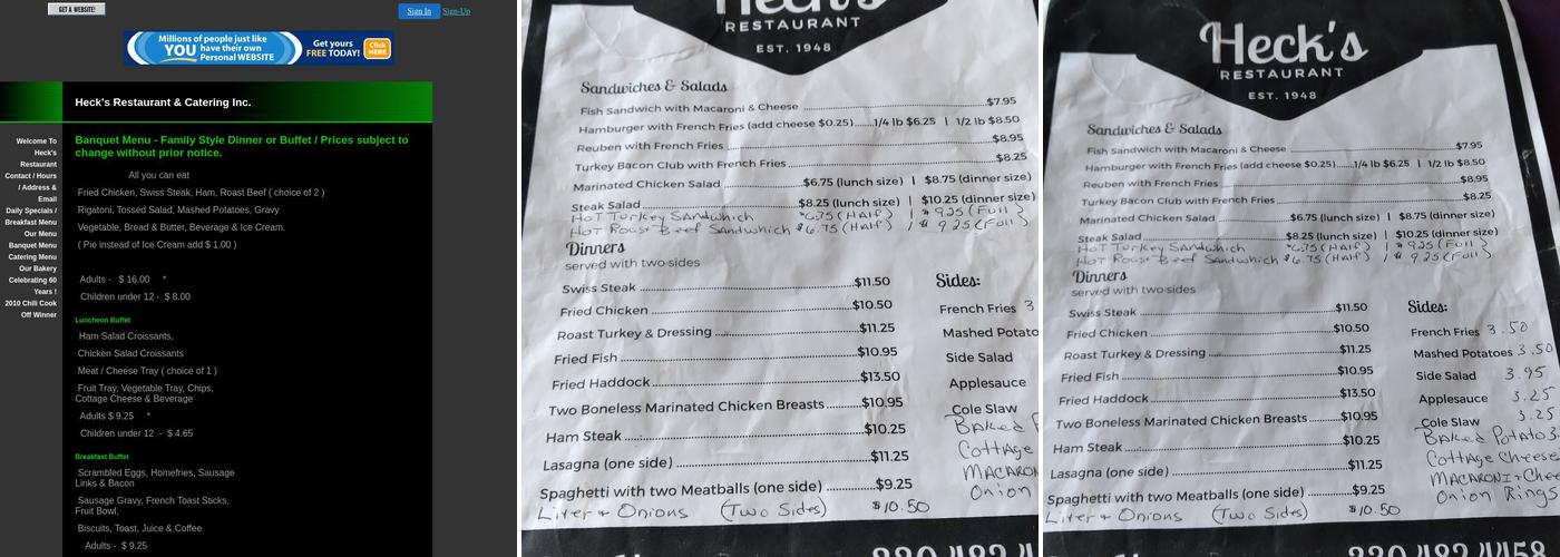 Heck's Restaurant & Catering Menu