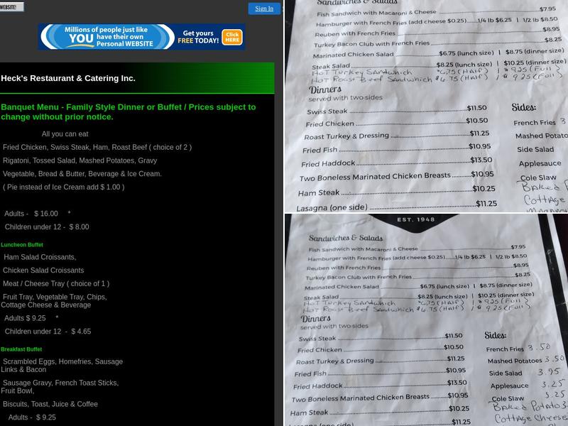 Heck's Restaurant & Catering Menu