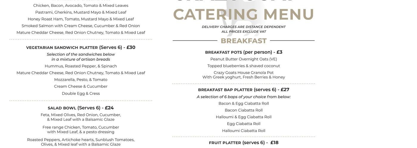 Crazy Goat Co - Croxley Green Menu