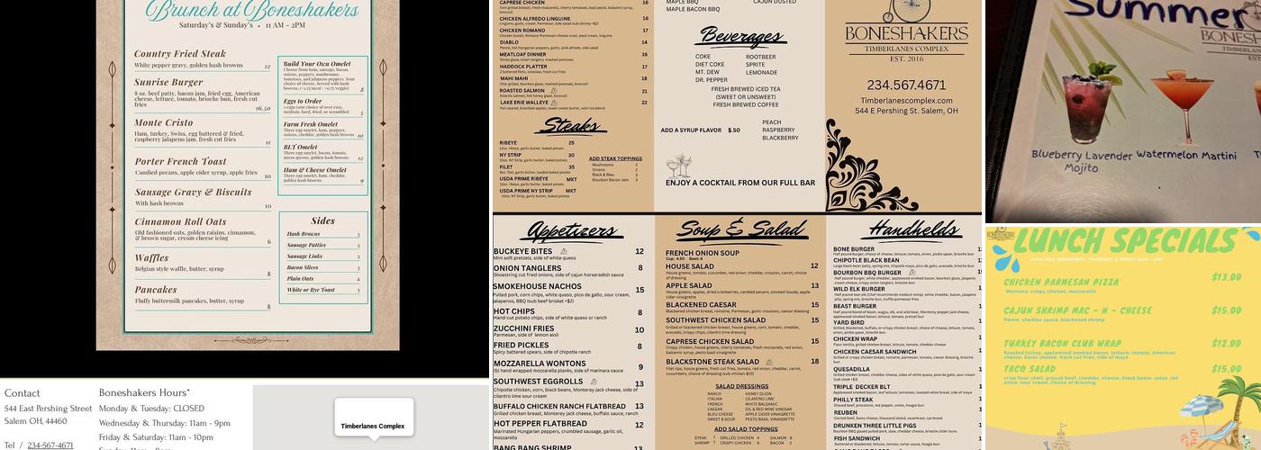 BoneShakers Menu