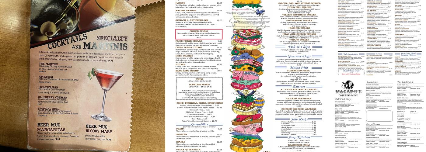 Macado's Menu