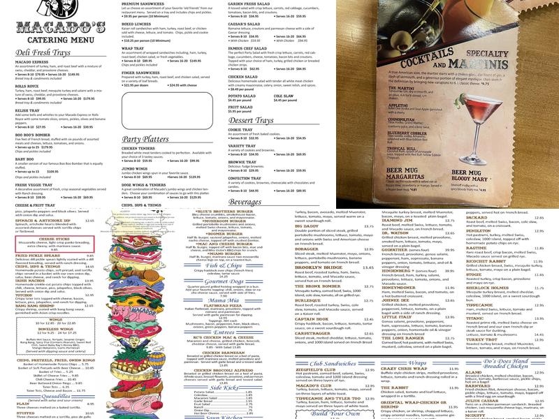 Macado's Menu