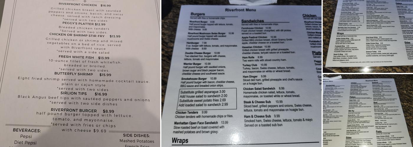 Riverfront Cafe Menu