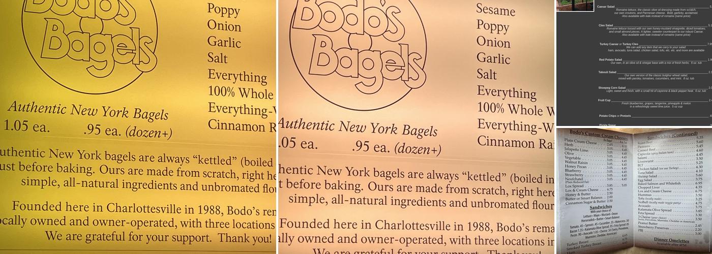 Bodo's Bagels Menu