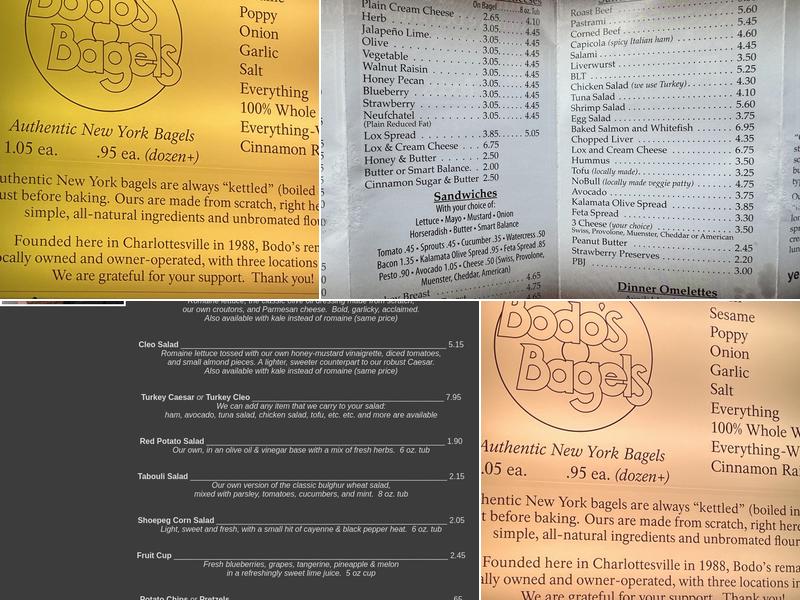 Bodo's Bagels Menu