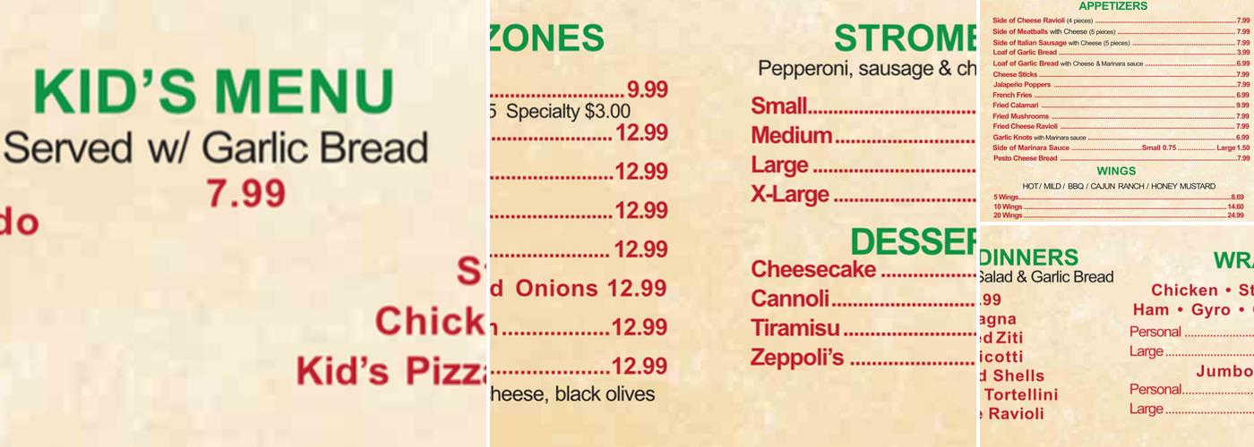 Vino's Pizza & Italian Cuisine (Fruit Cove) Menu