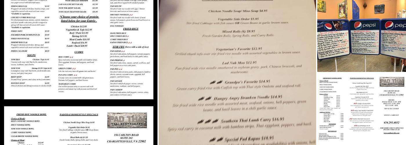 Pad Thai Menu