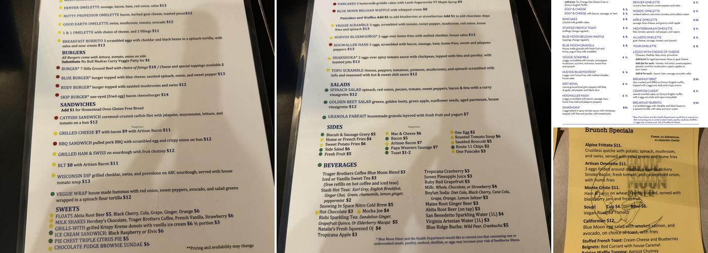 Blue Moon Diner Menu