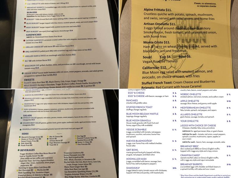 Blue Moon Diner Menu