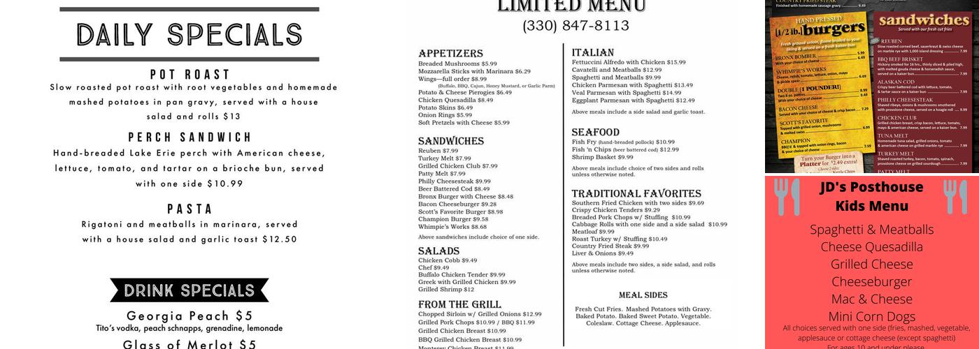 JD's Post House on the Avenue Menu