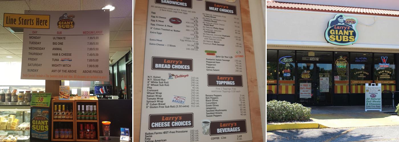 Larry's Giant Subs Menu