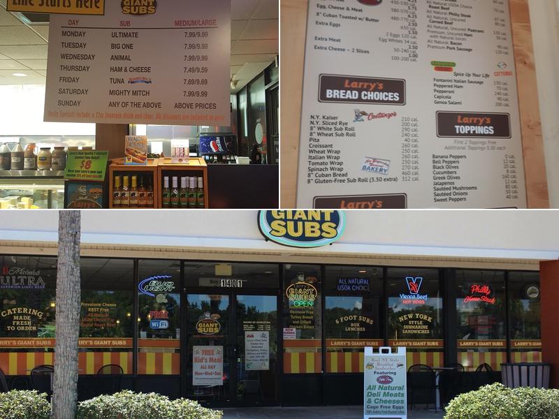 Larry's Giant Subs Menu