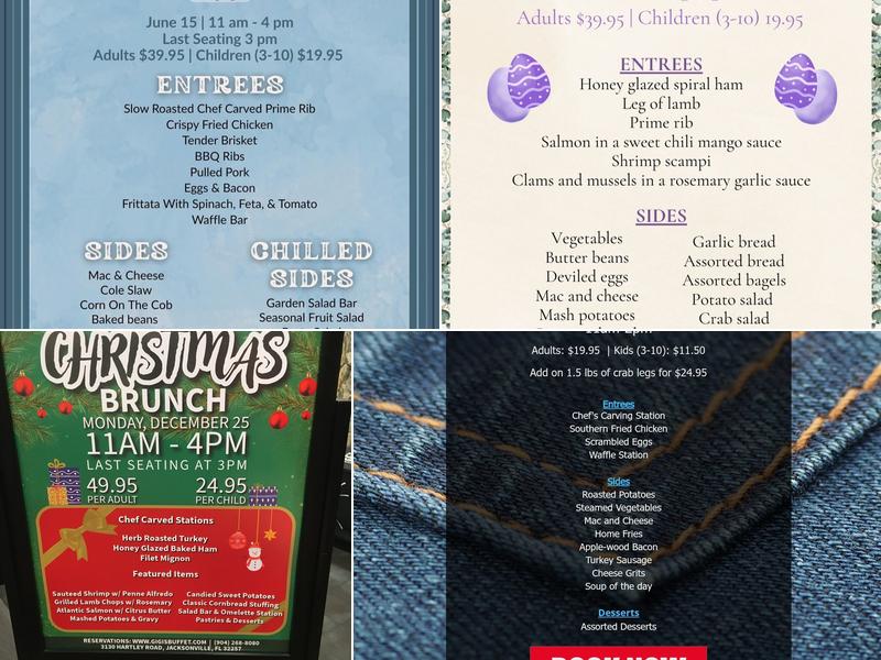 GiGi's Restaurant in the Ramada Mandarin Menu