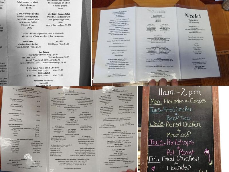 Nicole's On The River Menu