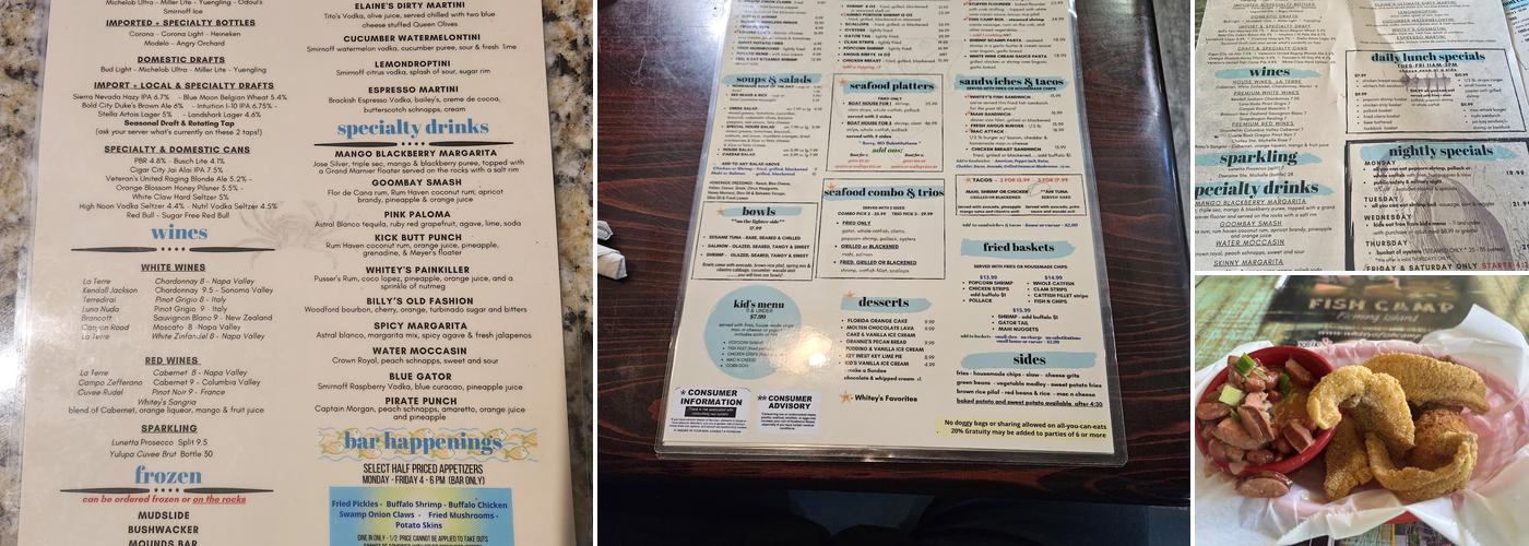 Whitey's Fish Camp Menu