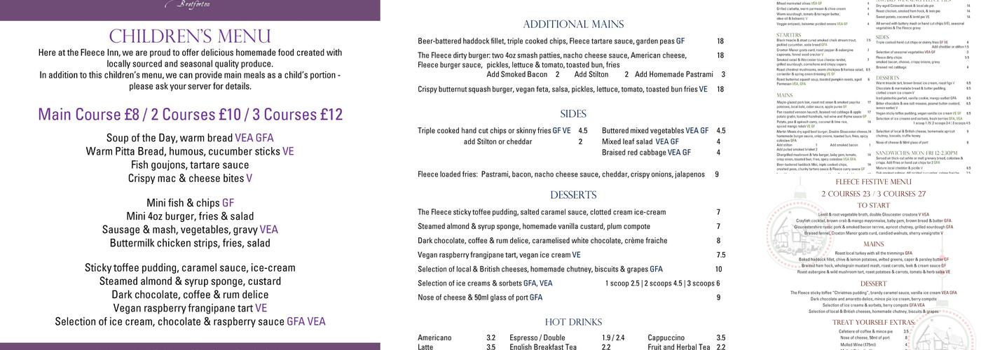 National Trust - The Fleece Inn Menu