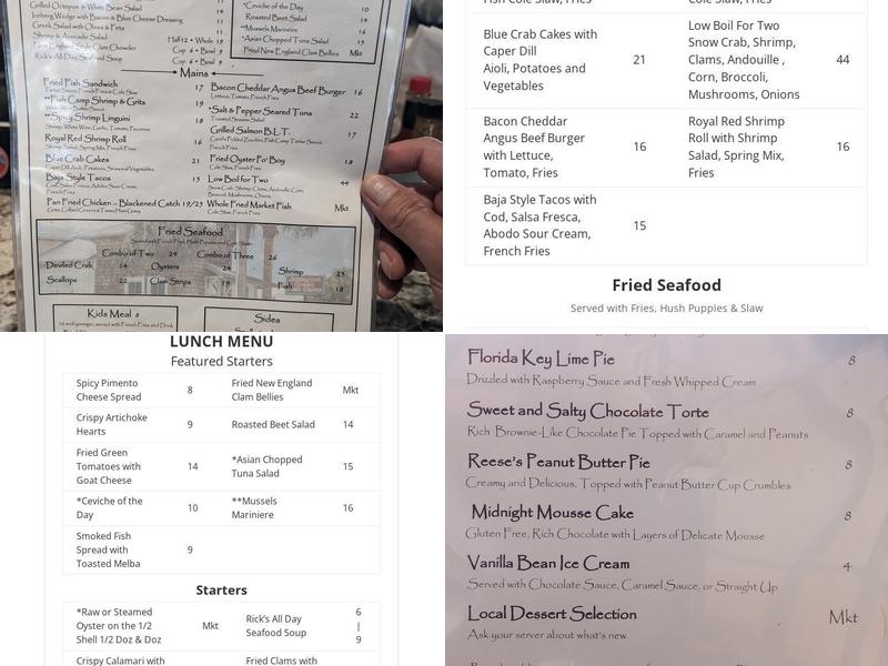 Julington Creek Fish Camp Menu