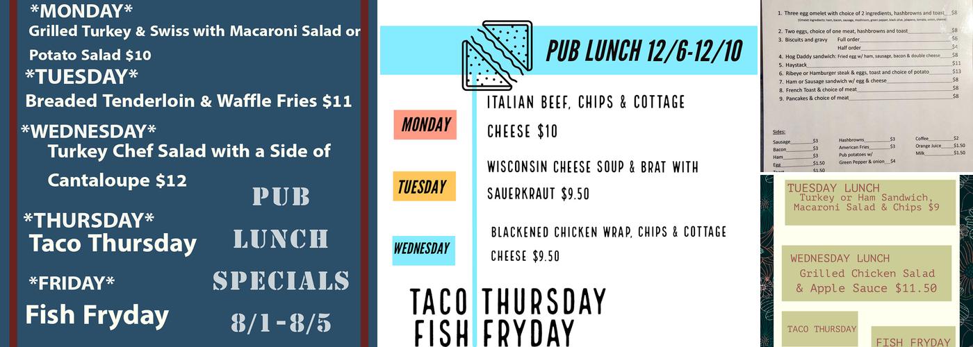 Rankin Rangers Pub and Grub Menu