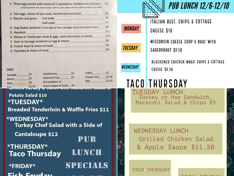 Rankin Rangers Pub and Grub Menu