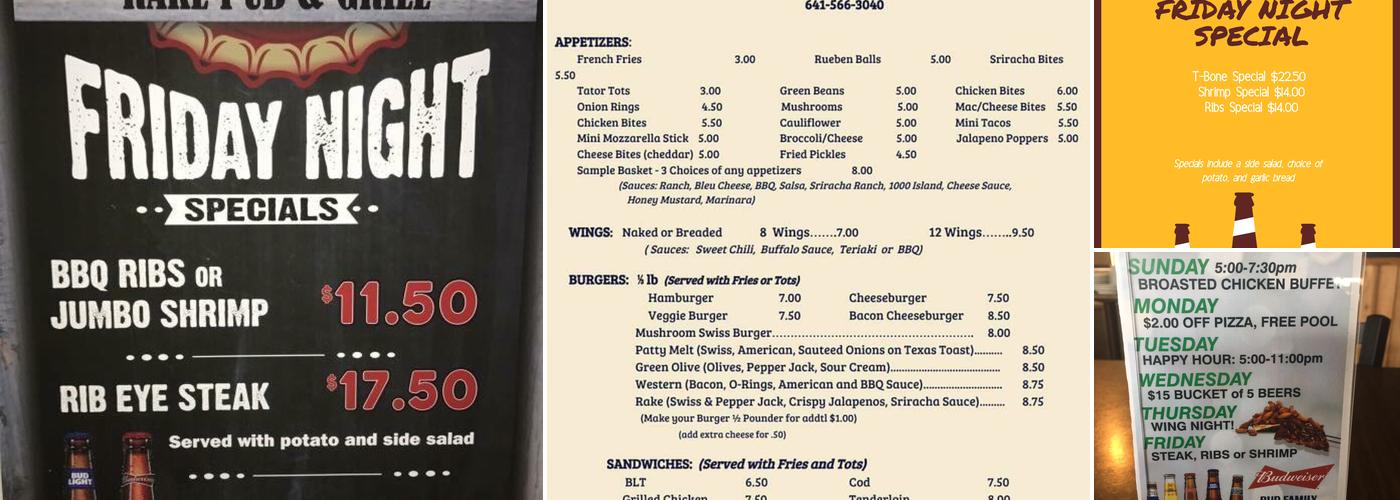 Rake Pub & Grub Menu