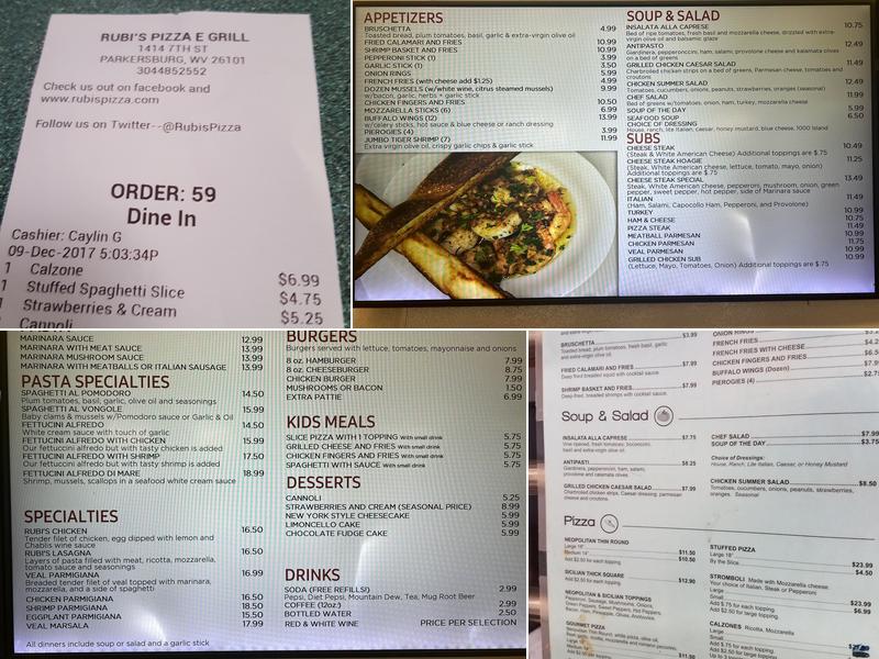 Rubi's Pizza & Grill Menu