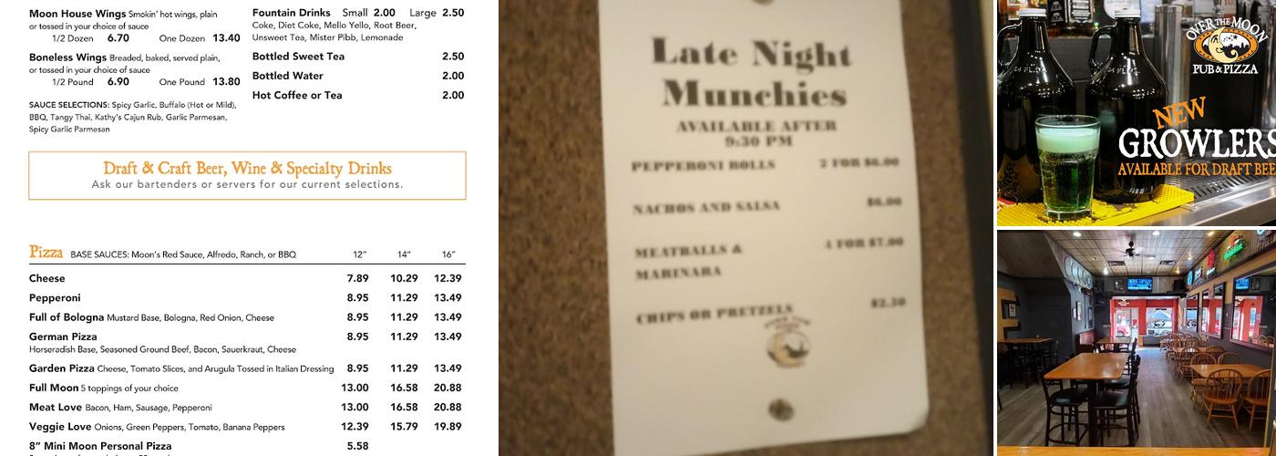 Over the Moon Pub & Pizza Menu