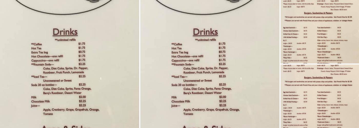 Corner Cafe Menu