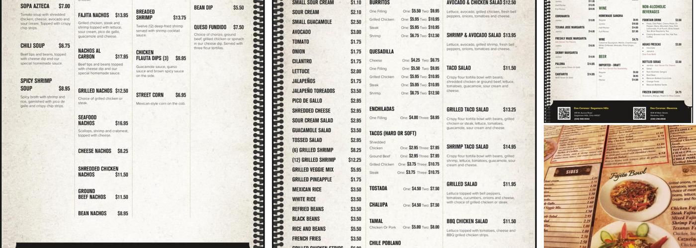 Dos Coronas Menu