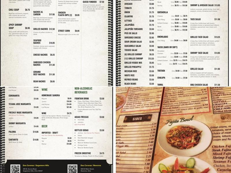 Dos Coronas Menu