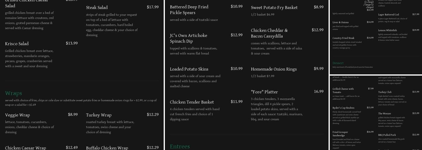 JC's Restaurant Menu